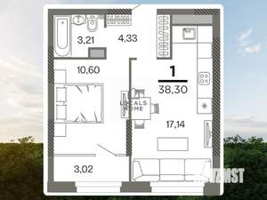 1-к квартира, вторичка, 37м2, 2/26 этаж