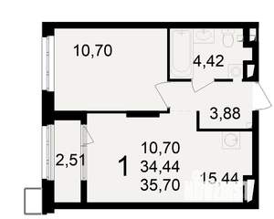 1-к квартира, вторичка, 34м2, 5/23 этаж