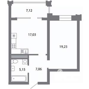 1-к квартира, строящийся дом, 52м2, 5/5 этаж