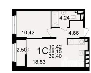 1-к квартира, вторичка, 38м2, 20/25 этаж