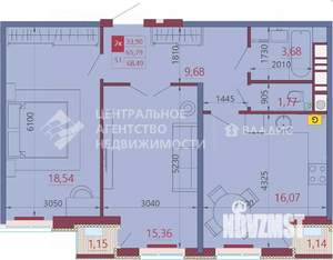 2-к квартира, вторичка, 65м2, 3/12 этаж