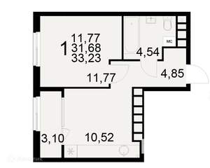 1-к квартира, вторичка, 33м2, 16/22 этаж