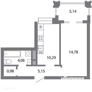 1-к квартира, вторичка, 38м2, 5/6 этаж