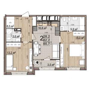 2-к квартира, вторичка, 66м2, 25/25 этаж