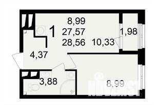 1-к квартира, вторичка, 29м2, 19/24 этаж