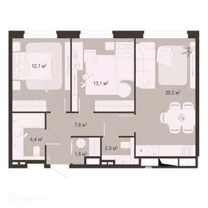 2-к квартира, вторичка, 62м2, 2/9 этаж
