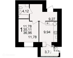 1-к квартира, вторичка, 37м2, 2/16 этаж