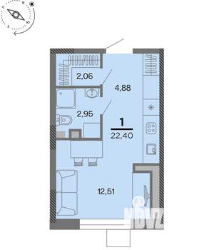 Студия квартира, вторичка, 22м2, 2/22 этаж