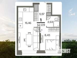 1-к квартира, вторичка, 32м2, 3/26 этаж