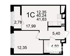 1-к квартира, вторичка, 40м2, 9/25 этаж