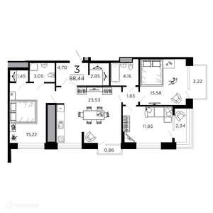 3-к квартира, вторичка, 88м2, 14/20 этаж