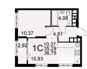 1-к квартира, вторичка, 35м2, 5/22 этаж