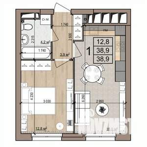 1-к квартира, вторичка, 39м2, 9/25 этаж