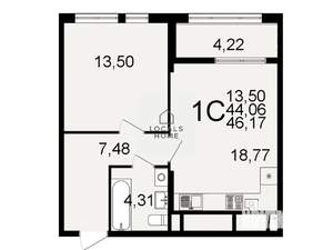 1-к квартира, вторичка, 46м2, 14/26 этаж