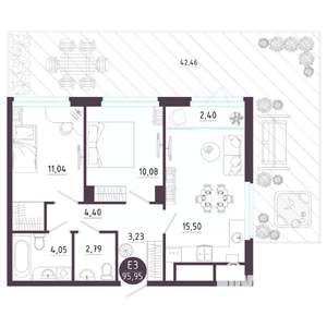 2-к квартира, вторичка, 96м2, 1/18 этаж