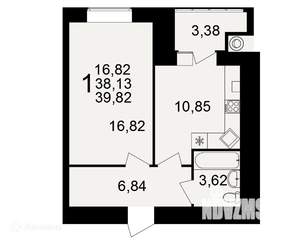 1-к квартира, вторичка, 40м2, 12/16 этаж