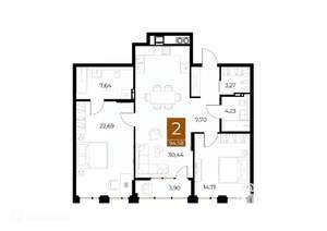 2-к квартира, вторичка, 95м2, 4/9 этаж