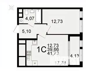 1-к квартира, вторичка, 42м2, 25/26 этаж