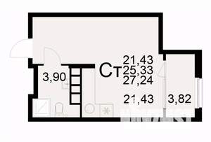 1-к квартира, вторичка, 27м2, 7/22 этаж