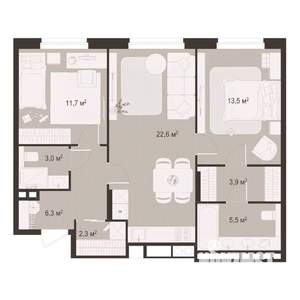 2-к квартира, строящийся дом, 69м2, 2/8 этаж