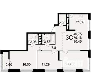 3-к квартира, вторичка, 79м2, 18/25 этаж