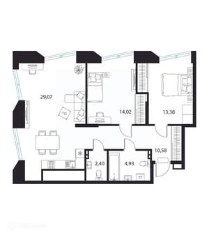 2-к квартира, вторичка, 74м2, 7/20 этаж