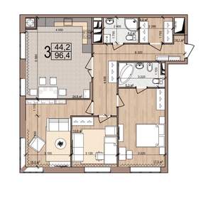 3-к квартира, вторичка, 96м2, 18/25 этаж