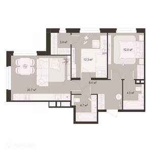 2-к квартира, вторичка, 67м2, 2/9 этаж