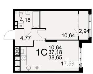 1-к квартира, вторичка, 37м2, 8/10 этаж