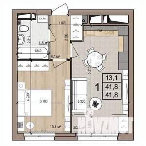 1-к квартира, вторичка, 42м2, 11/25 этаж