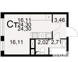 1-к квартира, вторичка, 24м2, 21/25 этаж