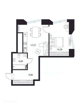 1-к квартира, вторичка, 46м2, 13/20 этаж