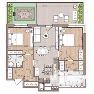 2-к квартира, вторичка, 96м2, 1/9 этаж