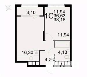 1-к квартира, вторичка, 38м2, 11/22 этаж