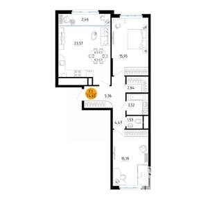 2-к квартира, вторичка, 75м2, 4/25 этаж