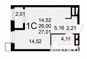 1-к квартира, вторичка, 27м2, 21/24 этаж