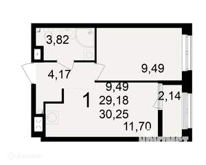 1-к квартира, вторичка, 30м2, 1/24 этаж