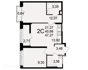 2-к квартира, вторичка, 47м2, 11/26 этаж