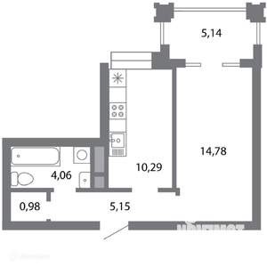 1-к квартира, вторичка, 38м2, 2/6 этаж
