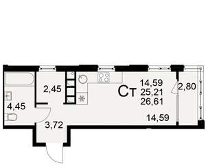 1-к квартира, вторичка, 25м2, 17/22 этаж