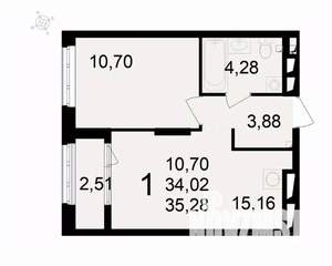 1-к квартира, вторичка, 35м2, 22/24 этаж