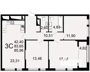 3-к квартира, вторичка, 84м2, 1/26 этаж