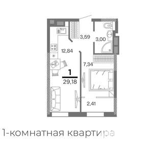 1-к квартира, вторичка, 29м2, 9/25 этаж