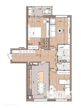 3-к квартира, вторичка, 84м2, 16/17 этаж