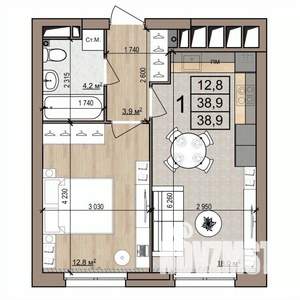 1-к квартира, вторичка, 39м2, 18/25 этаж
