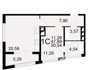 1-к квартира, вторичка, 48м2, 15/25 этаж