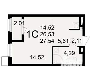 1-к квартира, вторичка, 27м2, 6/23 этаж