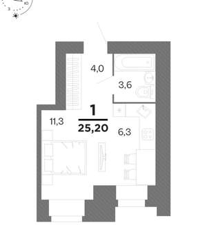 Студия квартира, вторичка, 25м2, 3/16 этаж
