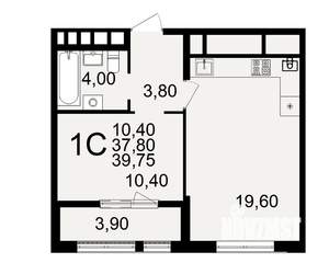 1-к квартира, вторичка, 38м2, 24/26 этаж