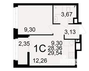 1-к квартира, вторичка, 28м2, 9/25 этаж